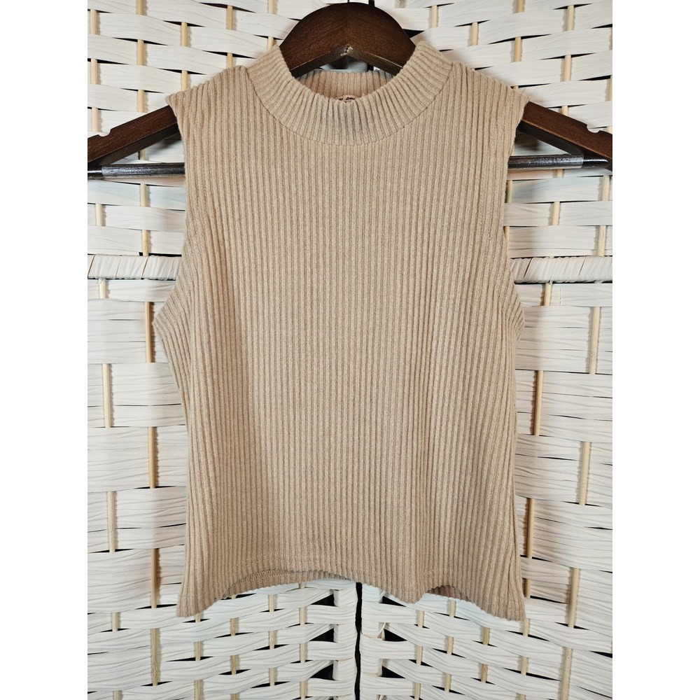 Mi Ami Womens XS Mock Turtleneck Corduroy Cropped Tank Top Basic Casual Layering